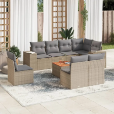 vidaXL 9-részes bézs polyrattan kerti ülőgarnitúra párnákkal kerti bútor