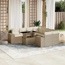 vidaXL 9 részes bézs polyrattan kerti ülőgarnitúra párnákkal kerti bútor
