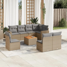 vidaXL 9-részes bézs polyrattan kerti ülőgarnitúra párnákkal kerti bútor