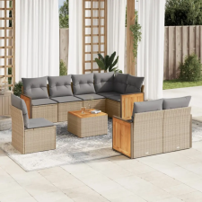 vidaXL 9-részes bézs polyrattan kerti ülőgarnitúra párnákkal kerti bútor
