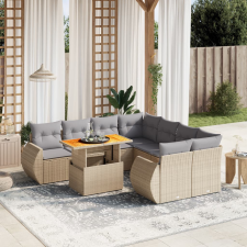 vidaXL 9-részes bézs polyrattan kerti ülőgarnitúra párnákkal kerti bútor