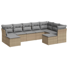 vidaXL 9-részes bézs polyrattan kerti ülőgarnitúra párnákkal (3218569) kerti bútor