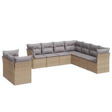 vidaXL 9-részes bézs polyrattan kerti ülőgarnitúra párnákkal (3249678) kerti bútor