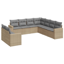 vidaXL 9-részes bézs polyrattan kerti ülőgarnitúra párnákkal (3251486) kerti bútor