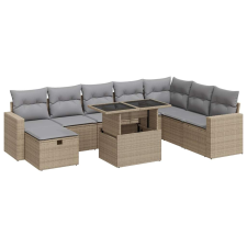 vidaXL 9 részes bézs polyrattan kerti ülőgarnitúra párnákkal (3327839) kerti bútor