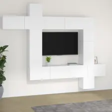 vidaXL 9 részes fehér szerelt fa TV-szekrényszett bútor