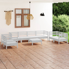 vidaXL 9 részes fehér tömör fenyőfa kerti ülőgarnitúra kerti bútor
