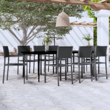 vidaXL 9 részes fekete kerti étkezőgarnitúra kerti bútor