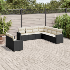 vidaXL 9 részes fekete polyrattan kerti ülőgarnitúra párnákkal kerti bútor