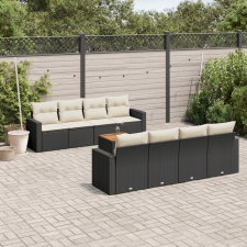 vidaXL 9 részes fekete polyrattan kerti ülőgarnitúra párnákkal kerti bútor