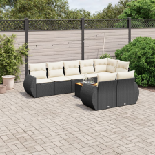 vidaXL 9 részes fekete polyrattan kerti ülőgarnitúra párnákkal kerti bútor