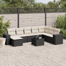 vidaXL 9 részes fekete polyrattan kerti ülőgarnitúra párnákkal kerti bútor