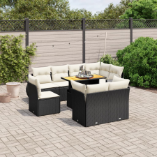 vidaXL 9 részes fekete polyrattan kerti ülőgarnitúra párnákkal kerti bútor