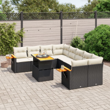 vidaXL 9 részes fekete polyrattan kerti ülőgarnitúra párnákkal kerti bútor