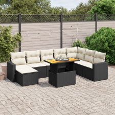 vidaXL 9 részes fekete polyrattan kerti ülőgarnitúra párnákkal kerti bútor