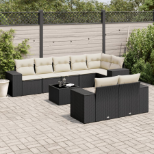 vidaXL 9 részes fekete polyrattan kerti ülőgarnitúra párnákkal kerti bútor