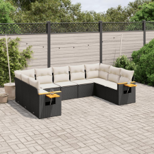 vidaXL 9 részes fekete polyrattan kerti ülőgarnitúra párnákkal kerti bútor