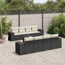 vidaXL 9 részes fekete polyrattan kerti ülőgarnitúra párnákkal kerti bútor