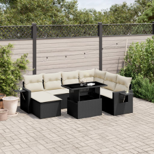 vidaXL 9 részes fekete polyrattan kerti ülőgarnitúra párnákkal kerti bútor