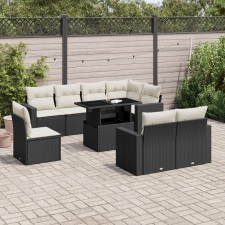 vidaXL 9 részes fekete polyrattan kerti ülőgarnitúra párnákkal kerti bútor