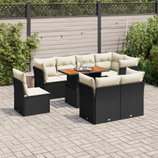 vidaXL 9 részes fekete polyrattan kerti ülőgarnitúra párnákkal kerti bútor