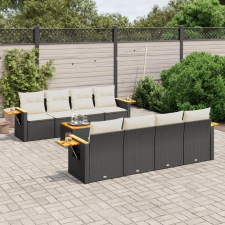 vidaXL 9 részes fekete polyrattan kerti ülőgarnitúra párnákkal kerti bútor