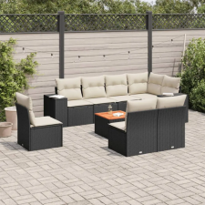 vidaXL 9 részes fekete polyrattan kerti ülőgarnitúra párnákkal kerti bútor