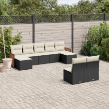 vidaXL 9 részes fekete polyrattan kerti ülőgarnitúra párnákkal kerti bútor