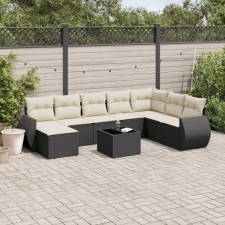 vidaXL 9 részes fekete polyrattan kerti ülőgarnitúra párnákkal kerti bútor
