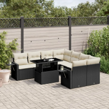 vidaXL 9 részes fekete polyrattan kerti ülőgarnitúra párnákkal kerti bútor