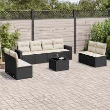 vidaXL 9 részes fekete polyrattan kerti ülőgarnitúra párnákkal kerti bútor