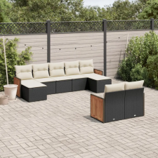 vidaXL 9 részes fekete polyrattan kerti ülőgarnitúra párnákkal kerti bútor