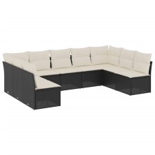 vidaXL 9 részes fekete polyrattan kerti ülőgarnitúra párnákkal (3218066) kerti bútor