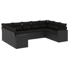 vidaXL 9 részes fekete polyrattan kerti ülőgarnitúra párnákkal (3219385) kerti bútor