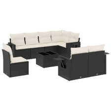 vidaXL 9 részes fekete polyrattan kerti ülőgarnitúra párnákkal (3220445) kerti bútor