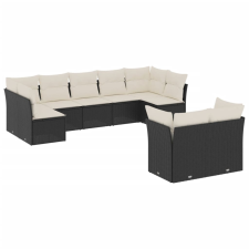 vidaXL 9 részes fekete polyrattan kerti ülőgarnitúra párnákkal (3249985) kerti bútor