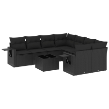 vidaXL 9 részes fekete polyrattan kerti ülőgarnitúra párnákkal (3252292) kerti bútor