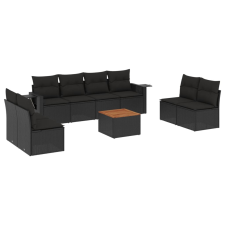 vidaXL 9 részes fekete polyrattan kerti ülőgarnitúra párnákkal (3256853) kerti bútor