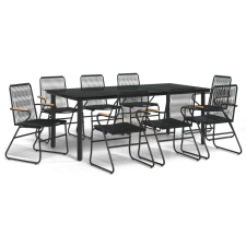 vidaXL 9 részes fekete PVC rattan kerti étkezőgarnitúra (3099214) kerti bútor