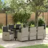vidaXL 9 Részes Kerti Étkezőszett Világosszürke Poli Rattan, Kerti Asztal Fekete 200x80x73 cm Edzett Üvegből