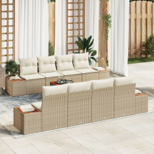 vidaXL 9 részes Kerti Sofa Szett Párnákkal Bézs Poli Rattan Akáciából kerti bútor