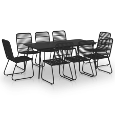 vidaXL 9 részes polyrattan és üveg kültéri étkezőgarnitúra (3060248) kerti bútor