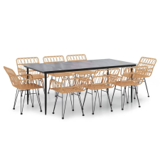 vidaXL 9 részes polyrattan kerti étkezőgarnitúra (3157851) kerti bútor