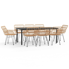vidaXL 9 részes polyrattan kerti étkezőgarnitúra (3157865) kerti bútor