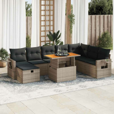 vidaXL 9 részes szürke polyrattan akácfa kerti ülőgarnitúra párnákkal kerti bútor