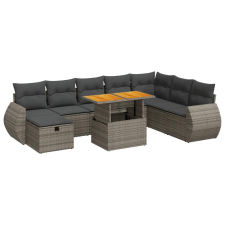 vidaXL 9 részes szürke polyrattan akácfa kerti ülőgarnitúra párnákkal (3328075) kerti bútor