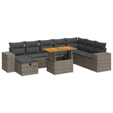 vidaXL 9 részes szürke polyrattan akácfa kerti ülőgarnitúra párnákkal (3328103) kerti bútor