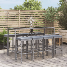 vidaXL 9-részes szürke polyrattan kerti bárszett párnával kerti bútor