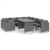 vidaXL 9 részes szürke polyrattan kerti bútorszett párnákkal