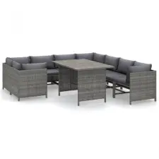 vidaXL 9 részes szürke polyrattan kerti bútorszett párnákkal kerti bútor